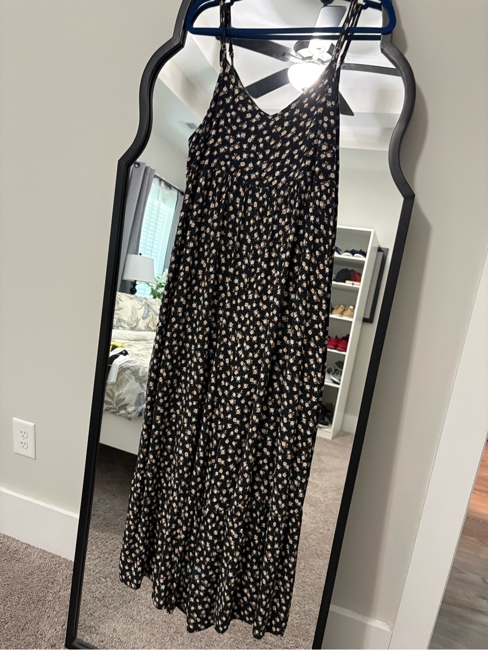 NATURAL LIFE Black Floral Spaghetti-Strap Maxi Dress